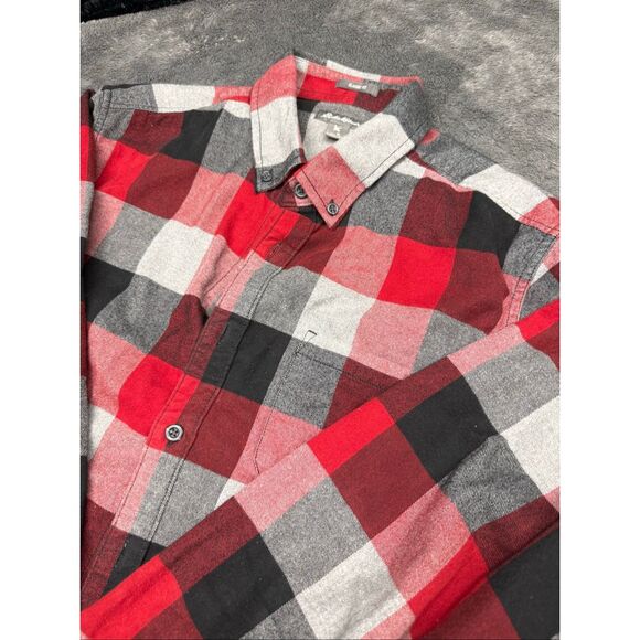 Eddie Bauer red and black plaid flannel shirt, Size LT #flannel - Picture 2 of 4
